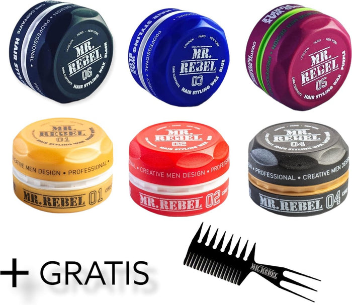 REBEL Hair Styling Wax 6 Stuks